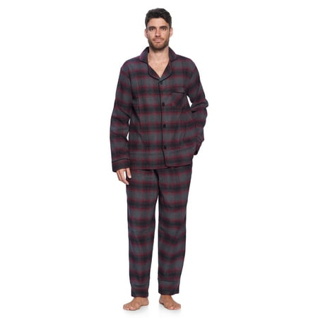 Ashford & Brooks Mens Flannel Plaid Pajamas Long Pj Set