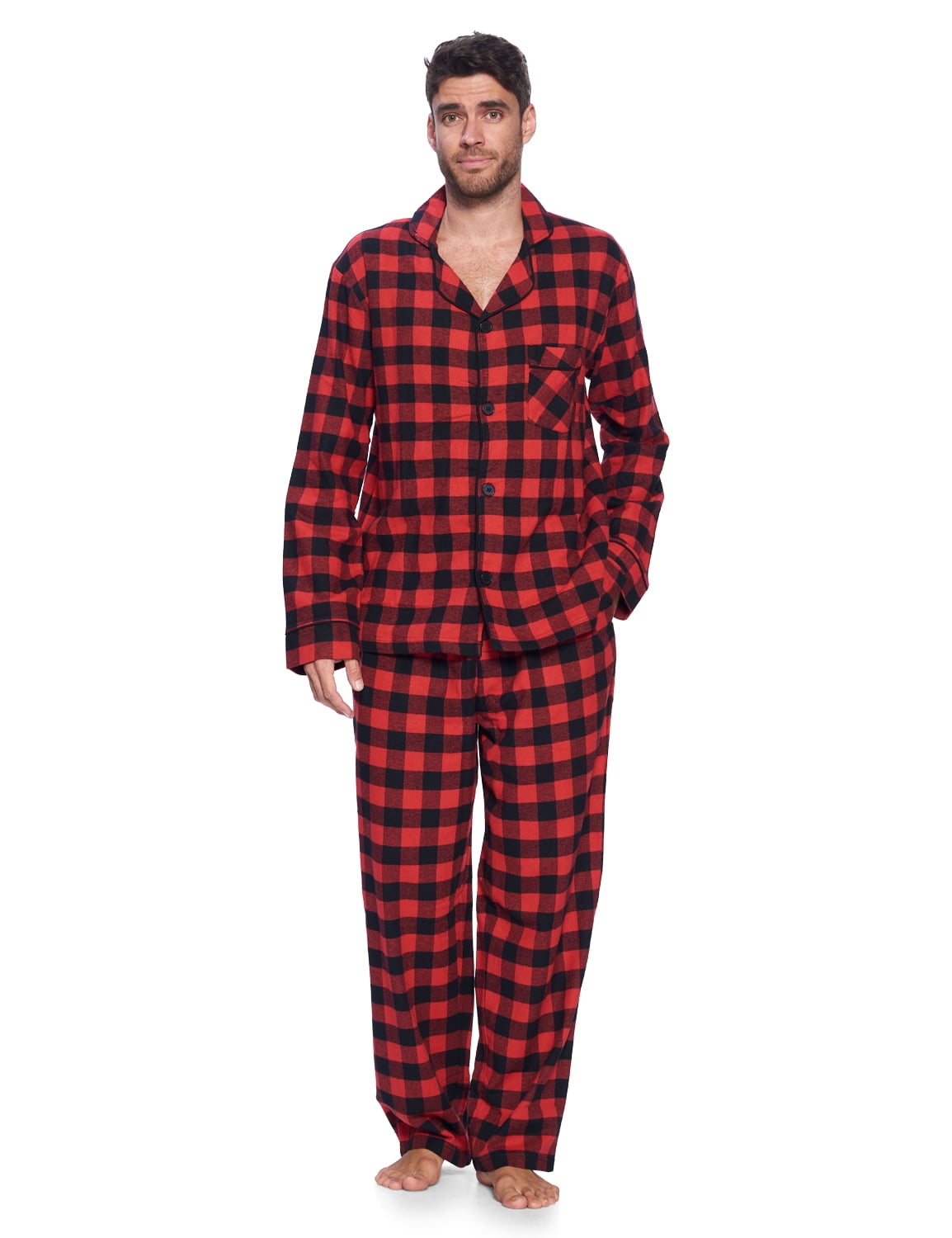 Pijama Largo De Algodón Para Hombre - Conjunto Camiseta Y Pantalón Azul Marino, 100% Algodón | Ropa De Dormir Cómoda