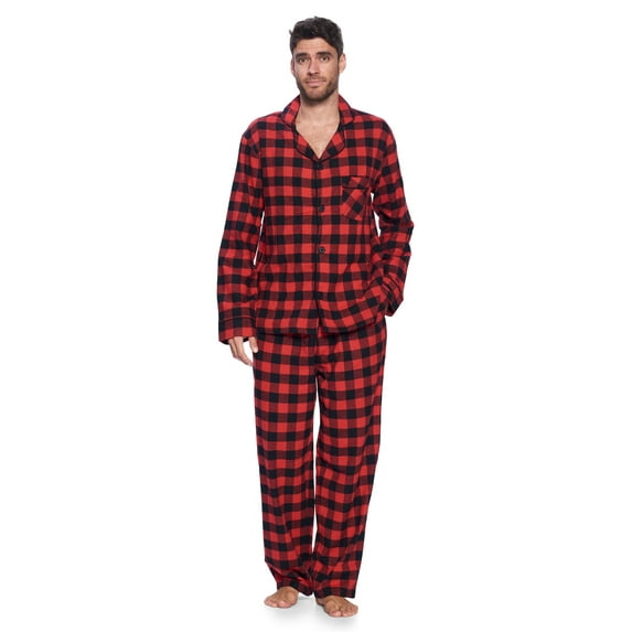 Ashford & Brooks Mens Flannel Plaid Pajamas Long Pj Set