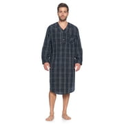 Ashford & Brooks Mens Woven Long Sleep Shirt Nightshirt, Black/Grey/White, XL