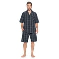 thumbnail image 1 of Ashford & Brooks Mens Woven Short Sleeve Pajama Shorts Set, Black/Grey/White, L, 1 of 5