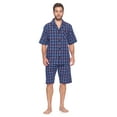 thumbnail image 1 of Ashford & Brooks Mens Woven Short Sleeve Pajama Shorts Set, Blue/Burgundy, M, 1 of 5