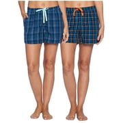 Ashford & Brooks Womens 2 Pack Woven Plaid Sleep Pajama Lounge Boxer Shorts
