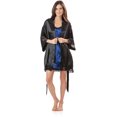 thumbnail image 1 of Ashford & Brooks Women's 2 Piece Satin Robe and Nightie Set - Black/Royal Blue - Small, 1 of 4