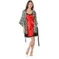 thumbnail image 1 of Ashford & Brooks Women's 2 Piece Satin Robe and Nightie Set - Leopard/Red - Large, 1 of 4