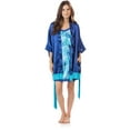thumbnail image 1 of Ashford & Brooks Women's 2 Piece Satin Robe and Nightie Set - Royal Blue/Tropical Aztec - Large, 1 of 2