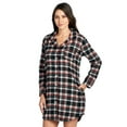 thumbnail image 1 of Ashford & Brooks Women's Flannel Plaid Long Lounge Shirt Sleep Nightshirt - Black Ivory - Small, 1 of 5