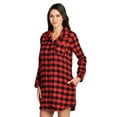 thumbnail image 1 of Ashford & Brooks Women's Flannel Plaid Long Lounge Shirt Sleep Nightshirt - Red Buffalo Check - 3X-Large, 1 of 2