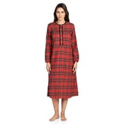 Ashford & Brooks Women's Flannel Plaid Long Sleeve Nightgown