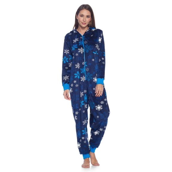 Ashford & Brooks Women's Fleece Hooded One Piece Pajama Union Jumpsuit