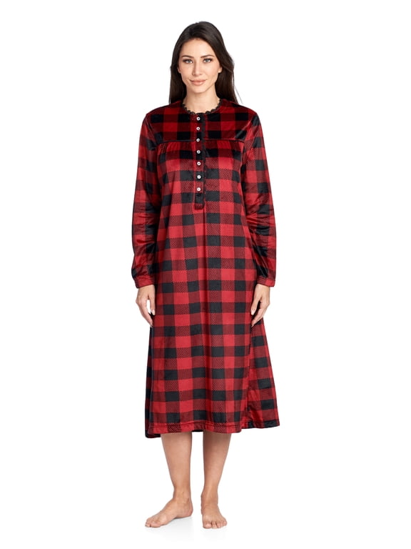 Women's Mink Fleece Long Sleeve Nightgown