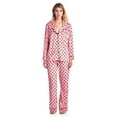 thumbnail image 1 of Ashford & Brooks Women's Minky Micro Fleece Button Up Pajama Set - Pink Black Dot, 1 of 4