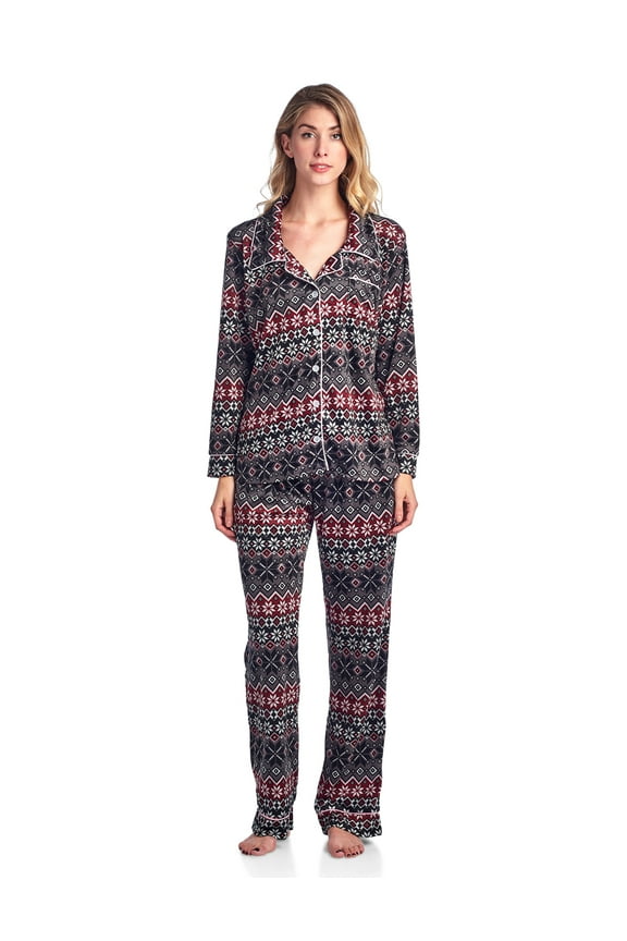 Women's Minky Micro Fleece Button Up Pajama Set