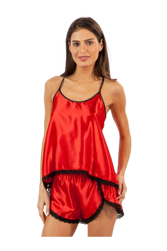 Women's Satin Cami and Boxer Shorts Sleep Set