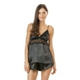 thumbnail image 1 of Ashford & Brooks Women's Satin Cami and Shorts Pajama Set - Black - Medium, 1 of 2