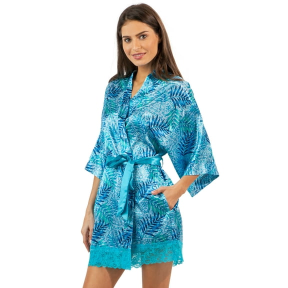 Ashford & Brooks Women's Satin Kimono Bridesmaid Short Robe - Silky Bathrobe with Pockets
