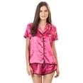 thumbnail image 1 of Ashford & Brooks Women's Satin Short Sleeve Pajama Shorts Set, 1 of 2