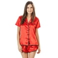 thumbnail image 1 of Ashford & Brooks Women's Satin Short Sleeve Pajama Shorts Set, 1 of 2