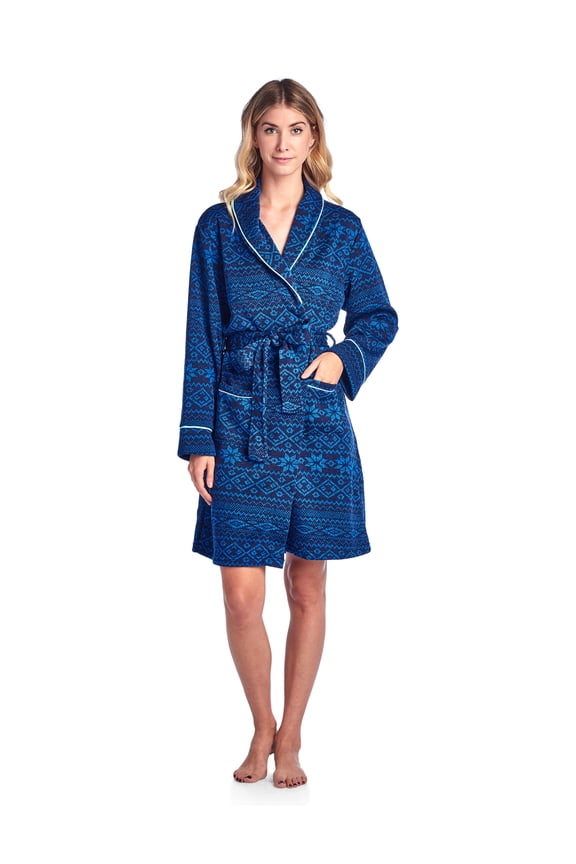 Women's Sweater Fleece Printed Lounge Robe