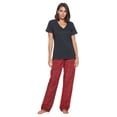 thumbnail image 1 of Ashford & Brooks Women's Woven Short Sleeve Jersey Top & Pajama Pants Set, Red/Black Stewart, L, 1 of 6