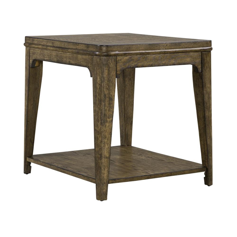 Ashford Sienna Brown Planked Wood Rectangular End Table