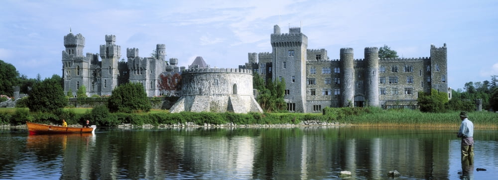 Ashford Castle Lough Corrib Co Mayo Ireland Canvas Art - The Irish Image Collection Design Pics (44 x 16)