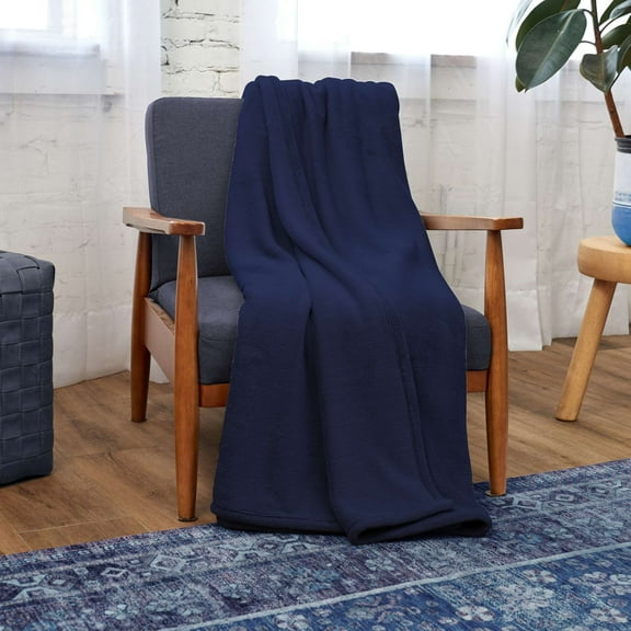 Ashford Home Faux Fur WarmWell Blanket, 50x70 inches in Twilight Blue