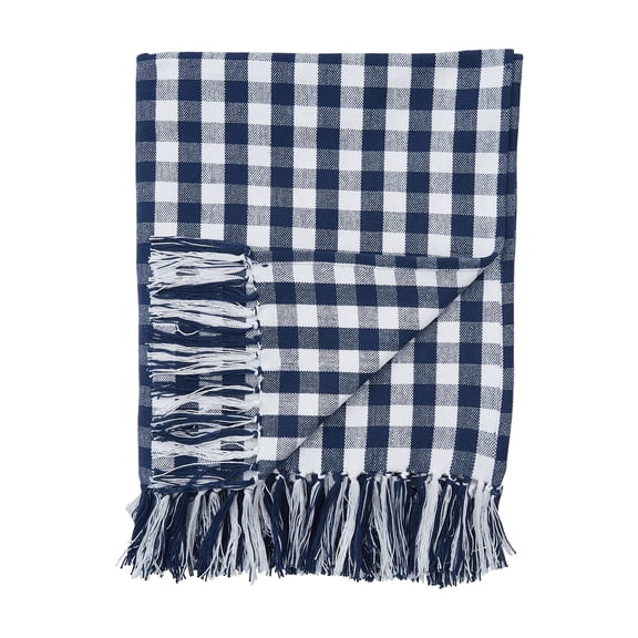 Ashford Indigo & White 100% Cotton Accent Throw Blanket 50" x 60"