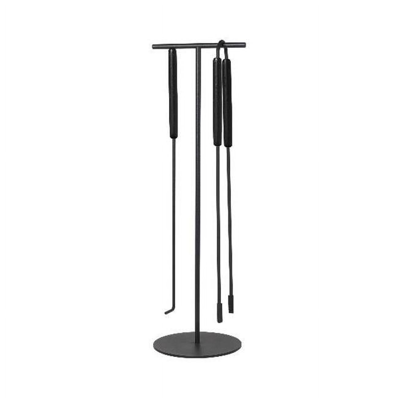 Ashi Black Steel and Oak 3-Piece Fireplace Tool Set