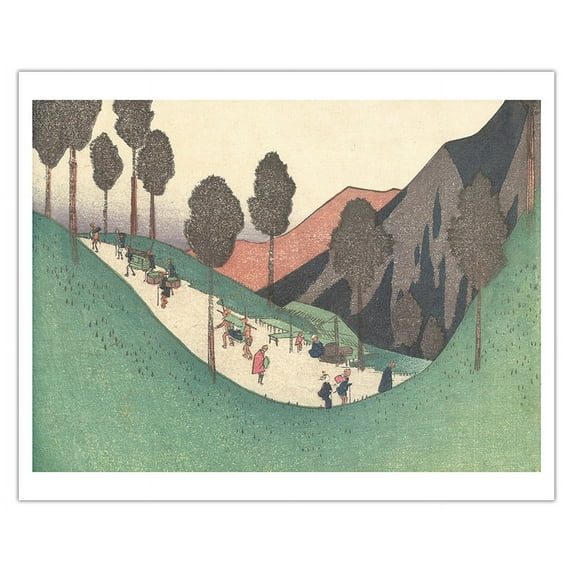 Ashida Station - from Sixty-nine Stations of Kiso Road - Vintage Japanese Ukiyo-e Woodblock Print by Hiroshige, Eisen c.1800s - Fine Art Matte Paper Print (Unframed) 16x20in