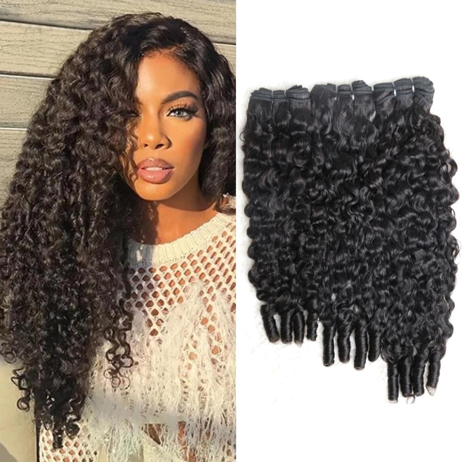 ASHINE Burmese Curly Bundles Human Hair 10A Brazilian Virgin 16 inches Double Weft Natural Black Color Glueless for Women