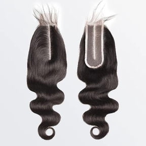 [Ashine] Free Parted Lace 2x6 4x4 5x5 Closure #1B Natural Black 102% Human Hair Pre Plucked Pre Bleached Pre Cut 18"