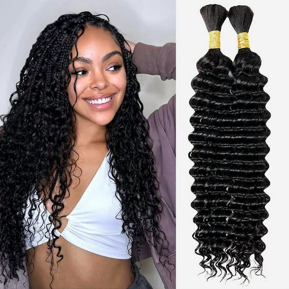 ASHINE Human Braiding Hair Deep Wave 106g Extensions for Boho Braids natural dream hair bundles 20"