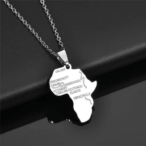Ashion African Africa Map Pendant Necklaces Female 14K Yellow Gold Necklace for Women Men Ethiopian Jewelry Gift