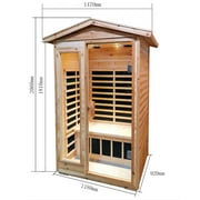 Ashion Far Infrared Wooden Outdoor Sauna 2-Person 1750W Hemlock Sauna Room With 9 Low EMF Heaters For Indoor Outdoor