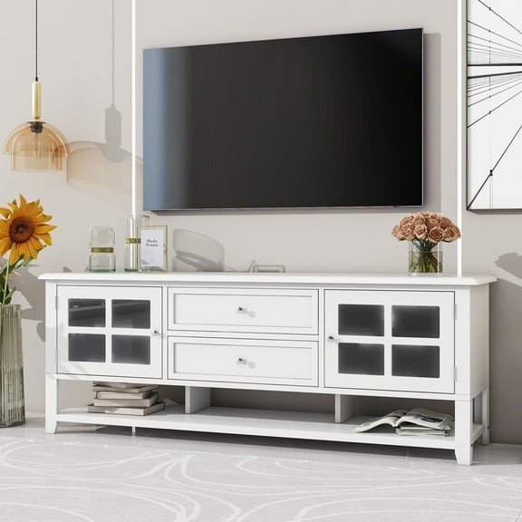 Ashion Modern TV Stand For TV Up To 60 Inch Media Console TV Cabinet Entertainment Center With Storage Cabinets Drawers For Living Room