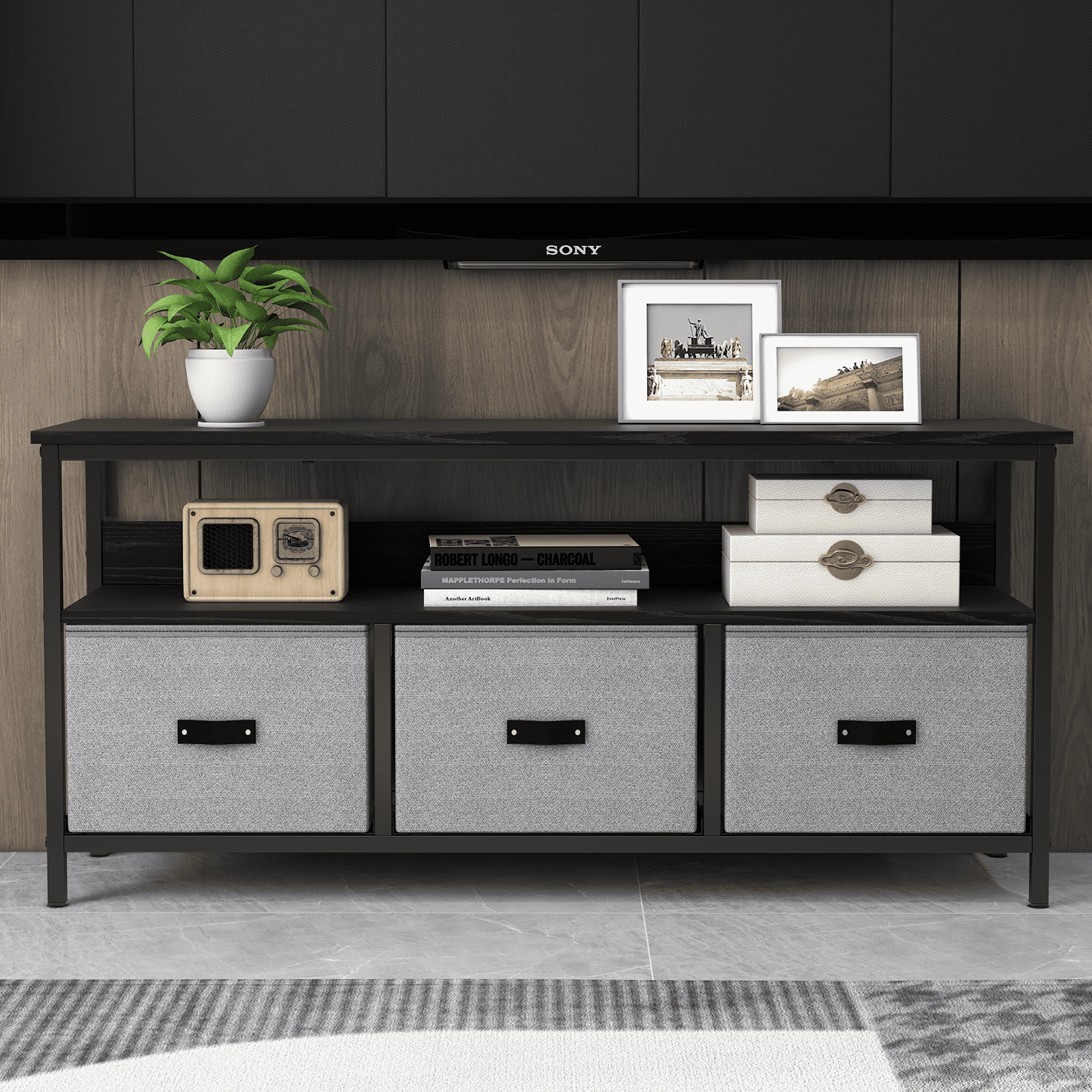 Ashion TV Stand for TVs up to 55", 47.3 inch Dresser TV Stand with 3 Storage Drawers and Shelves for Home