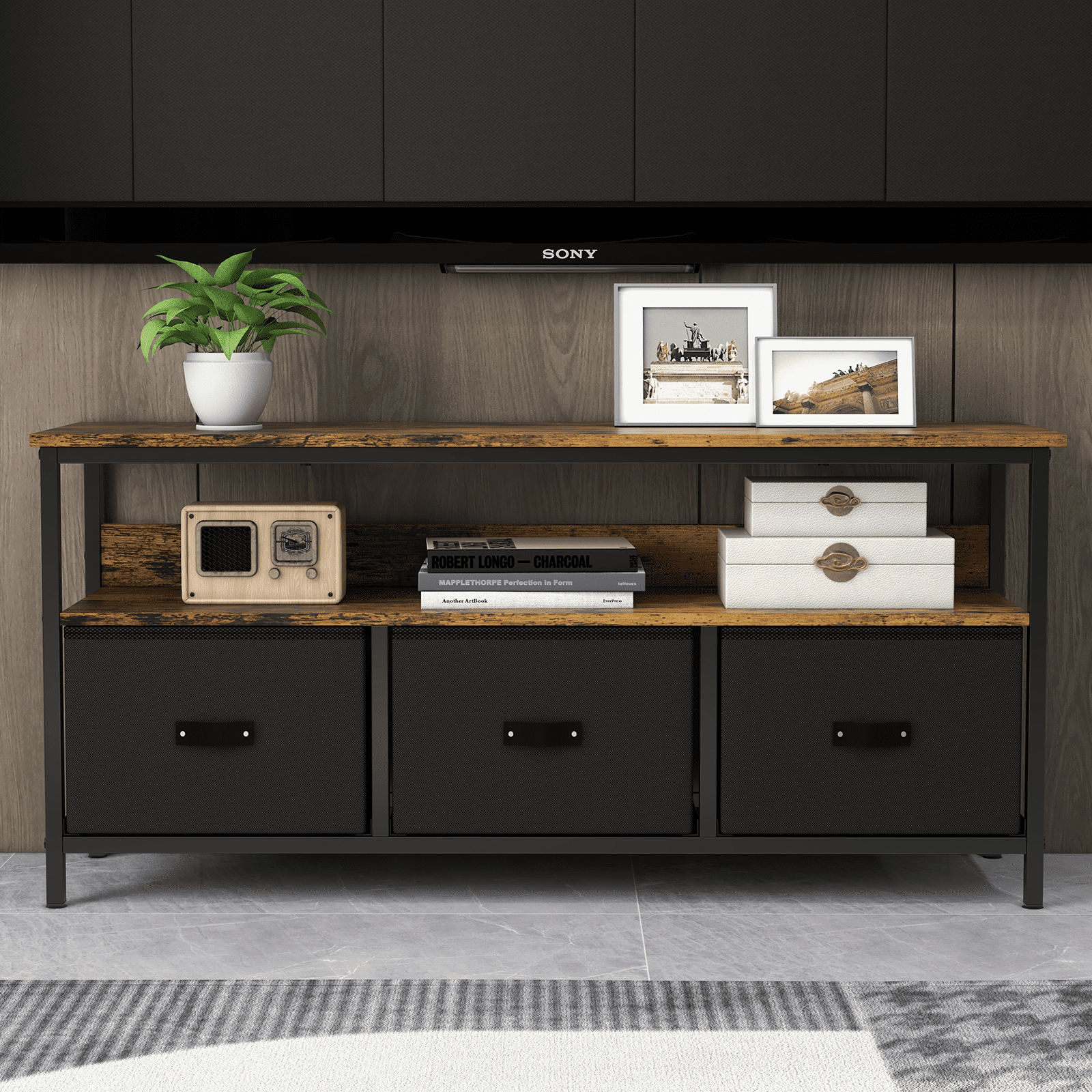Ashion TV Stand for TVs up to 55", 47.3 inch Length Dresser TV Stand with 3 Storage Drawers and Shelves for Home
