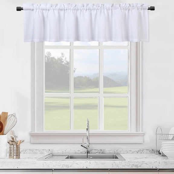 Ashion White Rod Pocket Kitchen Valance, 60” x 15”