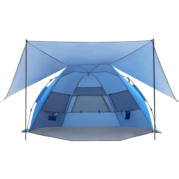 Aship Beach Tent for 5-6 Person, UPF 50+ Sun Shelter with 360° Ventilation & Large Canopy, Easy Setup Waterproof & Portable Tent for Beach Adventures
