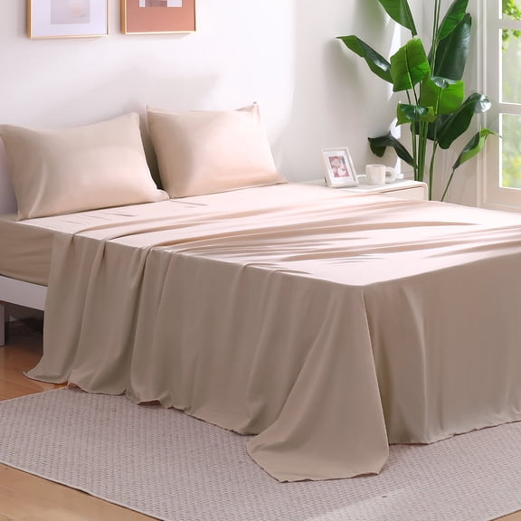 Aship Ultra-Soft Microfiber Bed Sheets Set, 3 Pieces Twin Sheet Set for All-Season Comfort, Wrinkle Free & Deep Pocket Fits 16" Mattress Camel