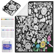 Aship Coloring Blanket, DIY Coloring Blankets for Adults with 24 Colors Markers, 50 x 59, Creative Gift Keepsake for Birthday Christmas, Soft Snuggle Color Blankets for Bed Couch Home Decor