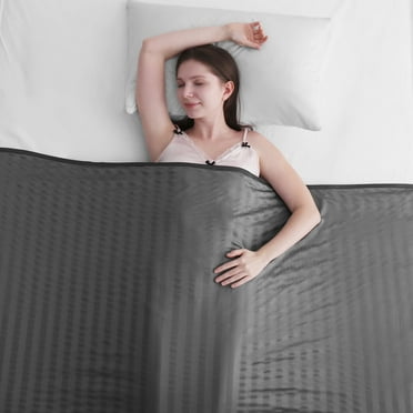 Aship Cooling Blanket King Size - Classic Stripe Cold Blanket for Hot Sleepers, Arc-Chill Thin Ice Cooling Summer Blanket to Relieve Night Sweats and Hot Flashes, Gray, 108"x90"