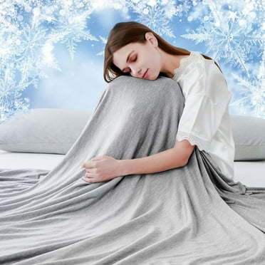 Aship Cooling Blanket Queen, Q-MAX>0.5 Arc-Chill Cooling Technology Soft Breathable Double-Sided Summer Blankets for Beds - Gray 79"x 86"