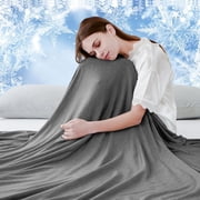 Aship Cooling Blanket Throw, Q-MAX>0.5 Arc-Chill Cooling Technology Soft Breathable Double-Sided Summer Blankets for Beds - Black 51"x 67"