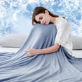 thumbnail image 1 of Aship Cooling Blanket Twin, Q-MAX>0.5 Arc-Chill Cooling Technology Soft Breathable Double-Sided Summer Blankets for Beds - Blue 59"x 79", 1 of 7