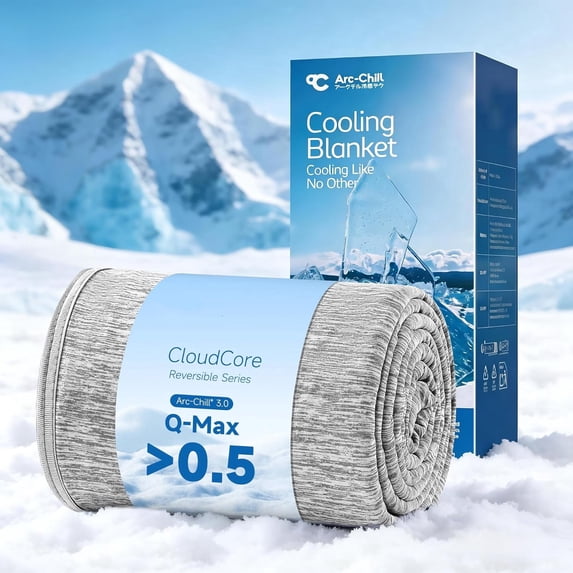 Aship Cooling Blanket Queen 79"x 86", Summer Blankets Q-MAX>0.5 Double Sided Cool Blanket Arc-Chill Cooling Bed Blanket Soft Breathable for Beds Sofa Travel, Gray