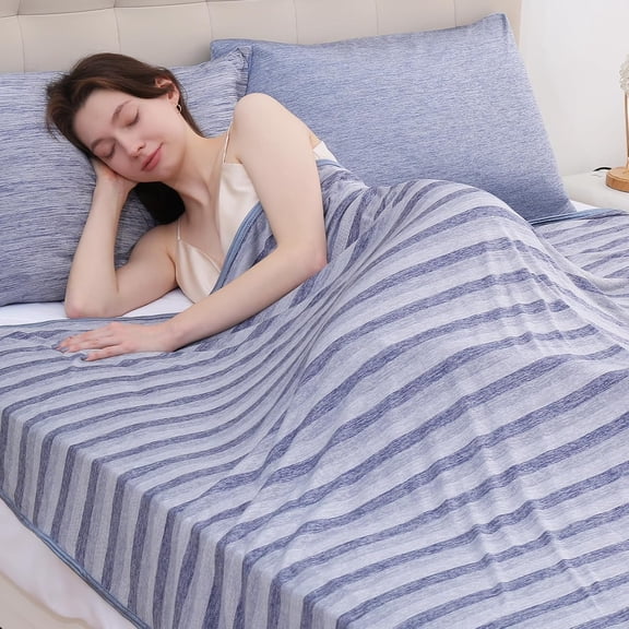 Aship SummerBlanket Queen Size,  Arc-Chill Cooling  Blanket for Hot Sleepers,  Q-Max>0.5 Double Sided Cooling Blanekt for Hot Flashes and Night Sweats, Blue 79"x 86"