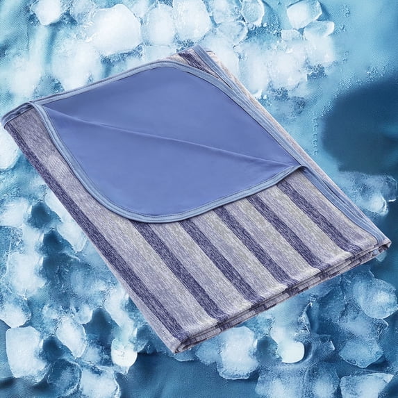 Aship Cooling Blanket Queen Size, Japanese Arc-Chill Cool Fiber Q-Max>0.5 Breathable Skin-Friendly Double-Sided Summer Blankets for Beds - Blue 79"x 86"