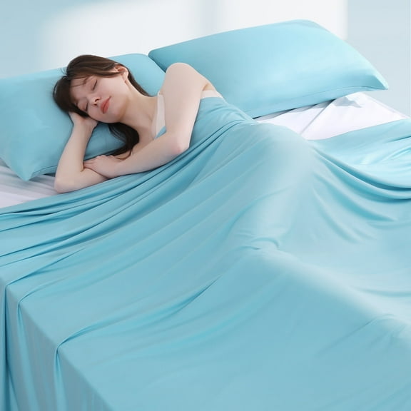 Aship Cooling Blanket Queen Size, Silver Ion Self Cleaning Single-Layer Summer Blanket, Breathable Luxury Cooling Blanket for Hot Sleepers, Light Blue, 90"*90"